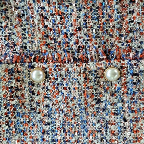 Draper's & Damon's Tweed Pearl Buttons Fun Colorful Chic Dressy Jacket Blazer - Picture 6 of 12